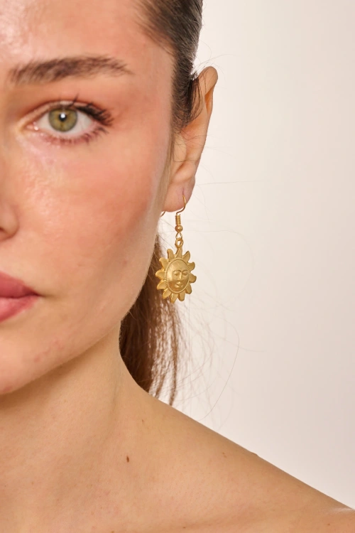 Kiraz Gold Plated Sun Earring