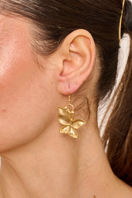 Kiraz Gold Plated Butterfly Earring