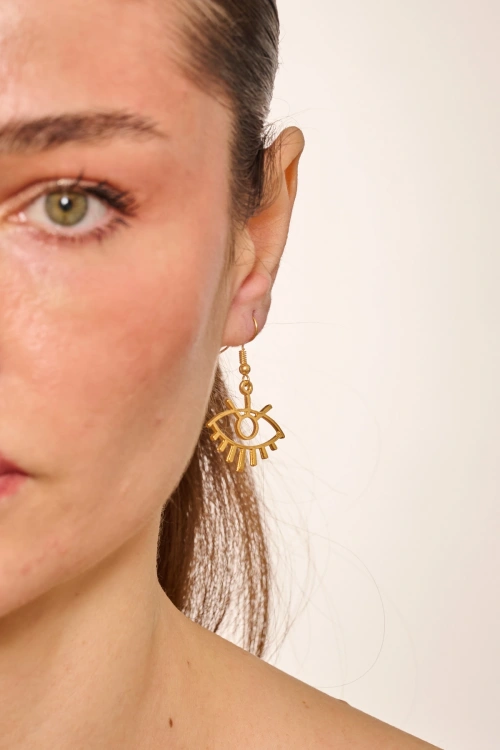 Kiraz Gold Plated Eye Earring