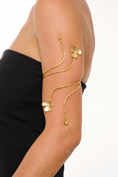 Kiraz Gold Plated Flower Arm Cuff