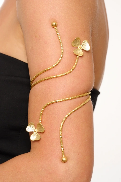 Kiraz Gold Plated Flower Arm Cuff