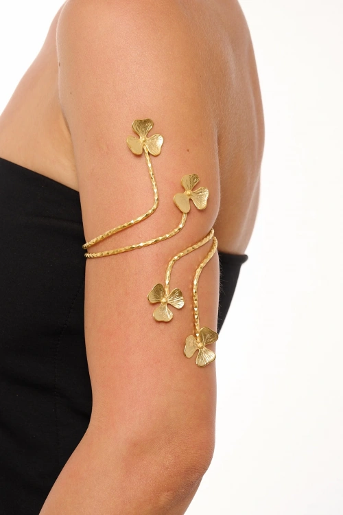 Kiraz Gold Plated Flower Arm Cuff