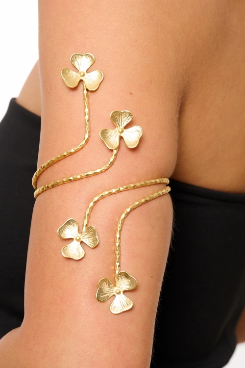 Kiraz Gold Plated Flower Arm Cuff