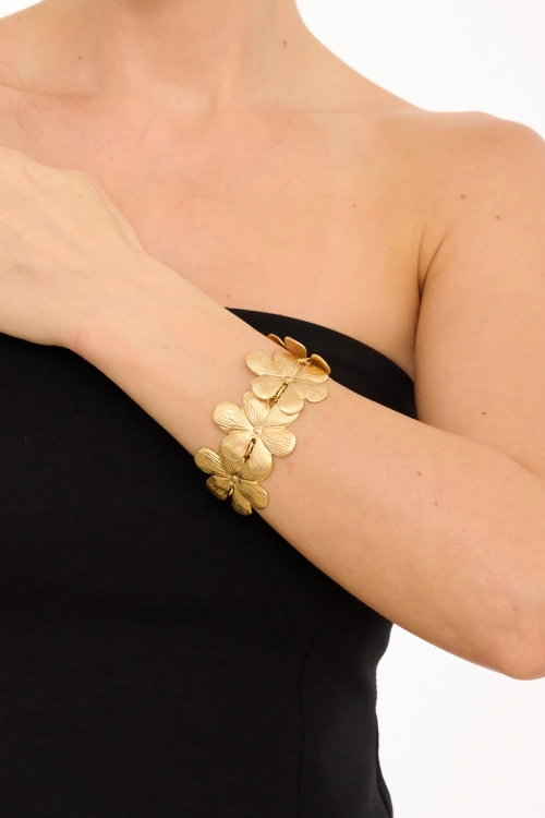Kiraz Gold Plated Flower Bracelet