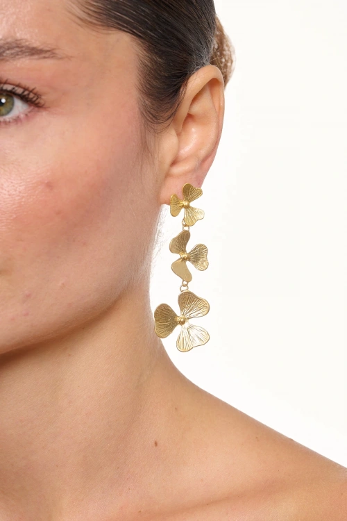 Kiraz Gold Plated Flower Earring