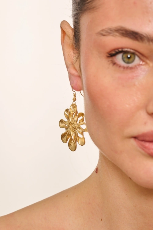 Kiraz Gold Plated Flower Earring