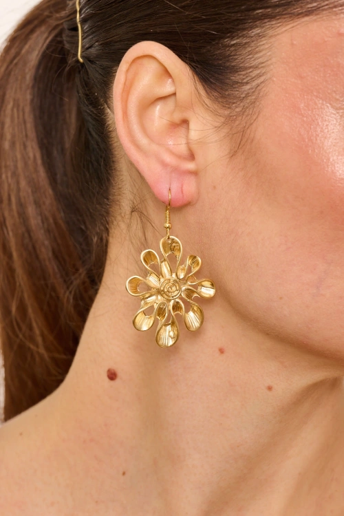 Kiraz Gold Plated Flower Earring