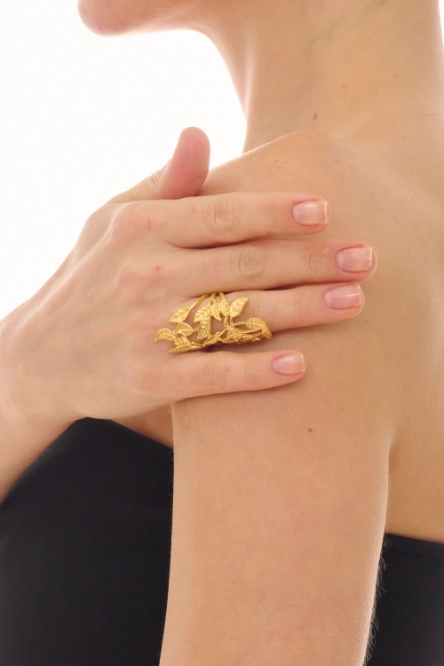 Kiraz Gold Plated Flower Ring