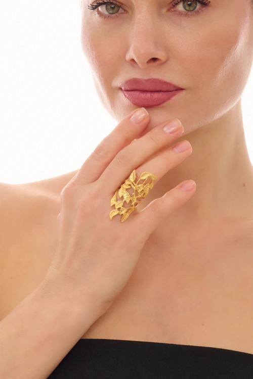 Kiraz Gold Plated Flower Ring