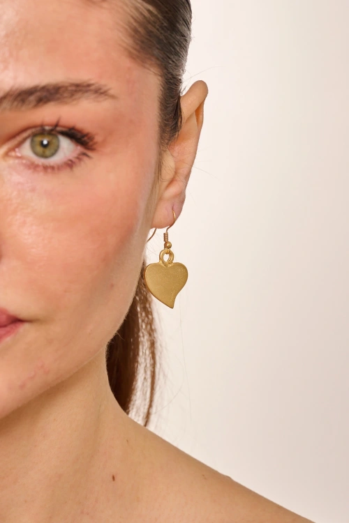 Kiraz Gold Plated Heart Earring