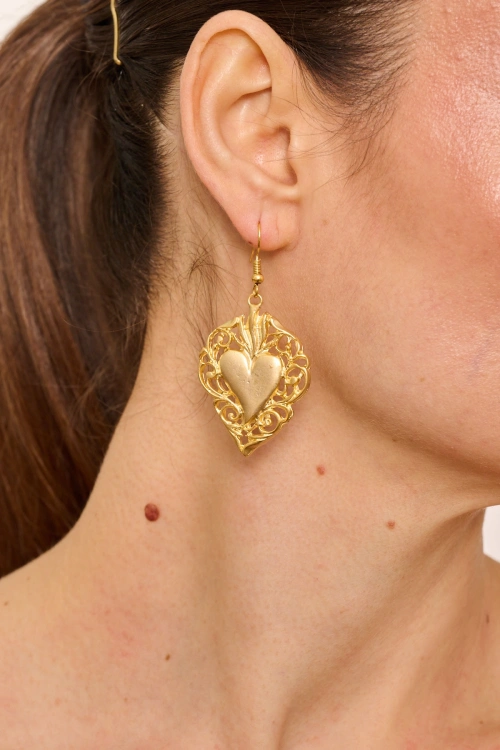 Kiraz Gold Plated Heart Earring
