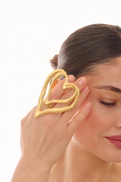 Kiraz Gold Plated Heart Ring