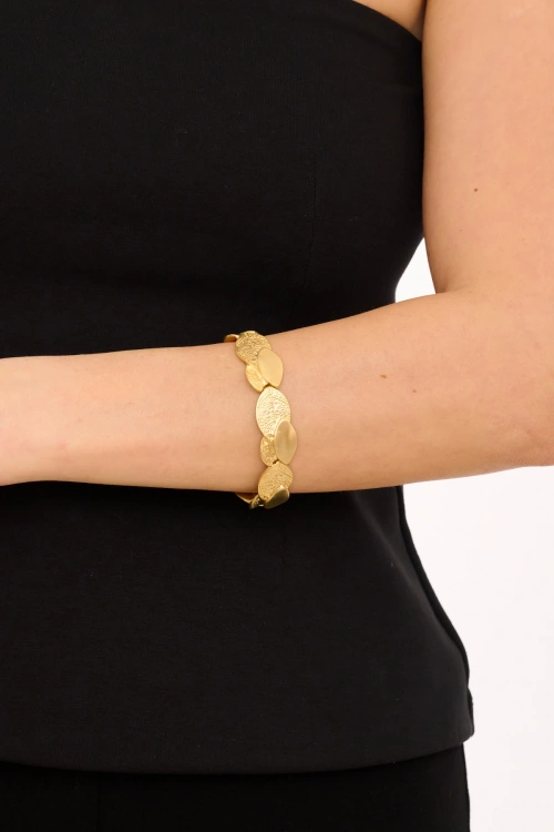 Kiraz Gold Plated Leaf Bracelet