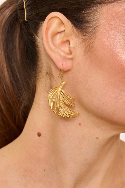 Kiraz Gold Plated Leaf Earring