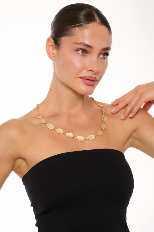 Kiraz Gold Plated Leaf Necklace