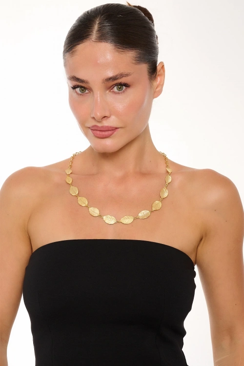 Kiraz Gold Plated Leaf Necklace