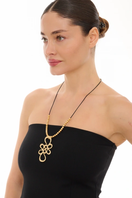 Kiraz Leather Gold Plated Necklace