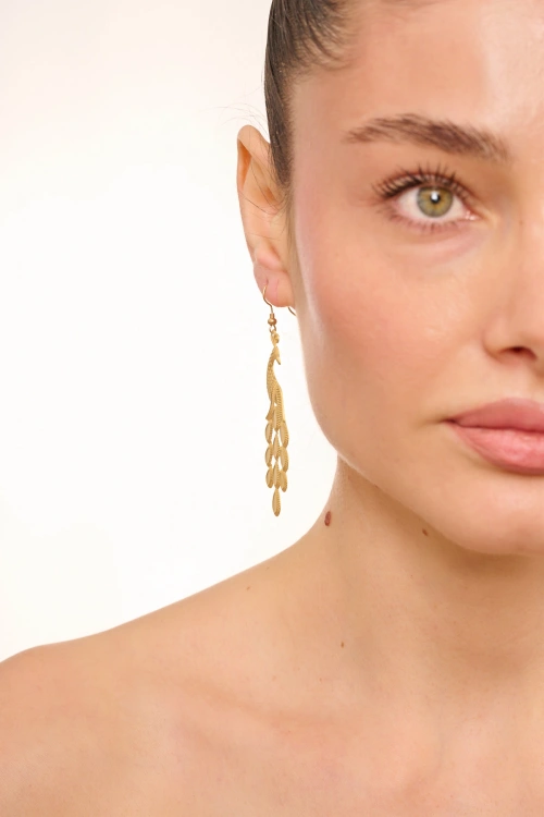 Kiraz Gold Plated Peacock Earring
