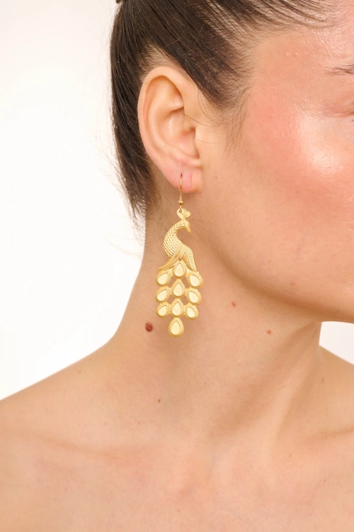 Kiraz Gold Plated Peacock Earring
