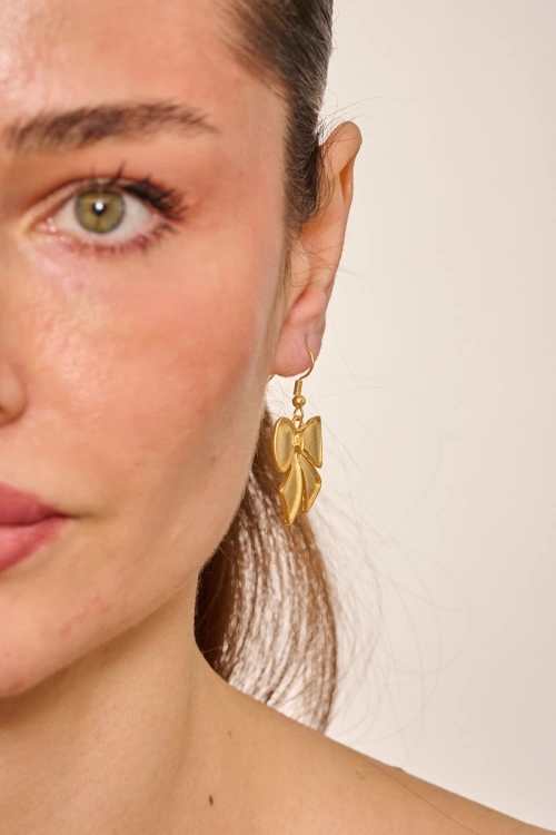 Kiraz Gold Plated Ribbon Earring