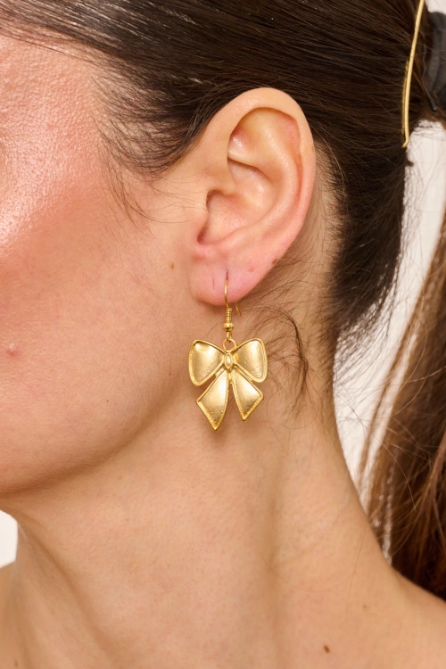Kiraz Gold Plated Ribbon Earring