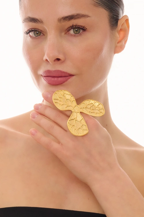 Kiraz Gold Plated Flower Ring