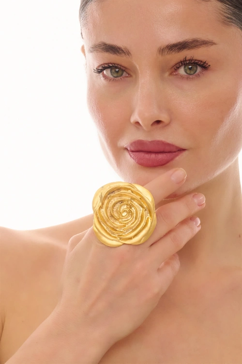 Kiraz Gold Plated Rose Ring