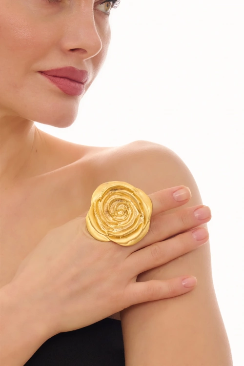Kiraz Gold Plated Rose Ring
