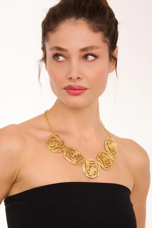 Kiraz Gold Plated Rose Necklace