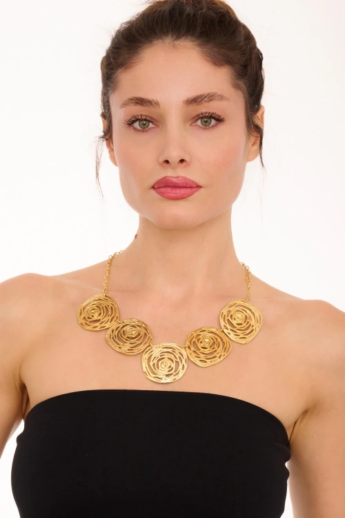 Kiraz Gold Plated Rose Necklace