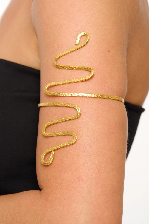 Kiraz Gold Plated Snake Arm Cuff