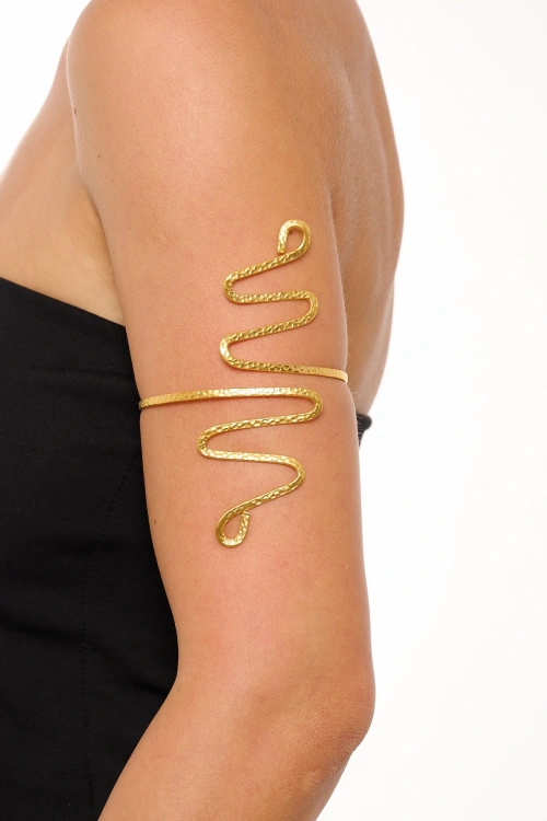 Kiraz Gold Plated Snake Arm Cuff
