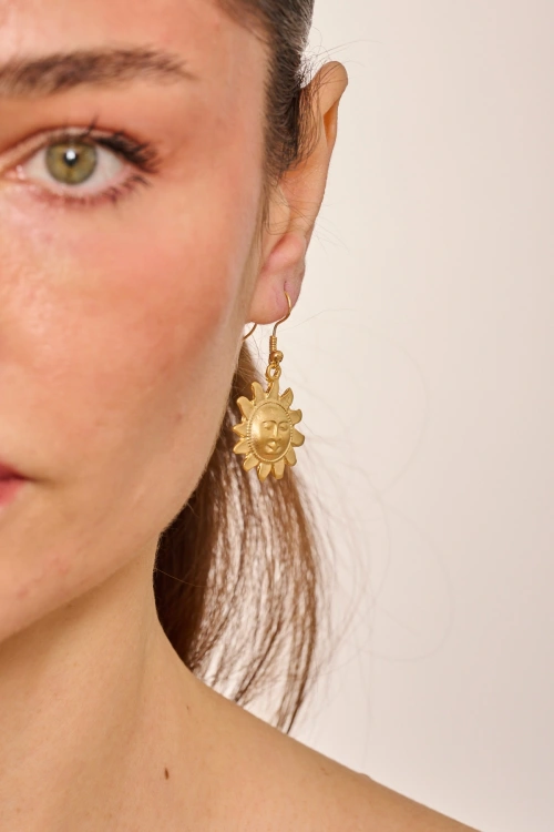 Kiraz Gold Plated Sun Earring