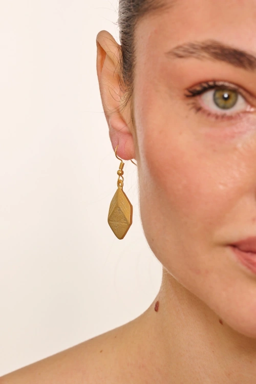 Kiraz Gold Platedn Cube Earring