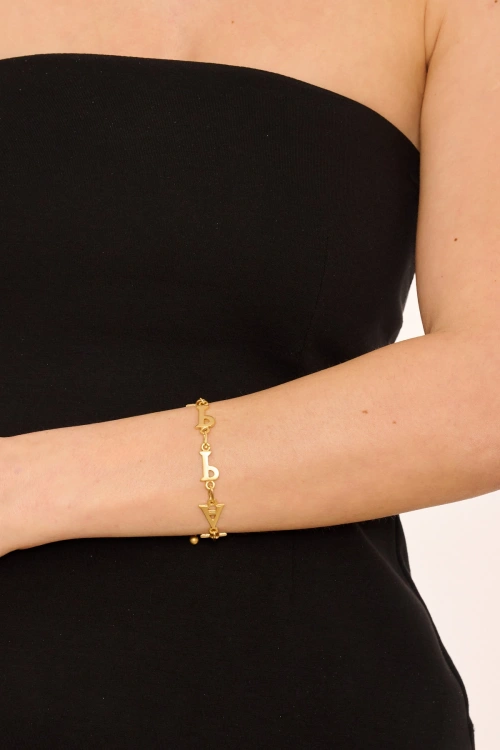 Kiraz Gold Plated Alphabet Bracelet