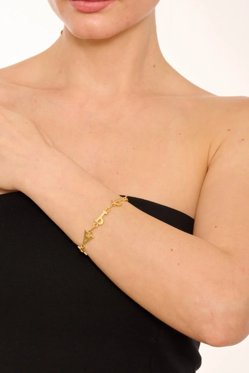 Kiraz Gold Plated Alphabet Bracelet
