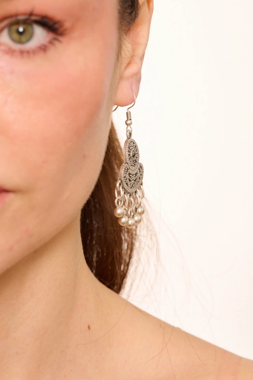 Kiraz Hematite Crystal Stoned Silver Plated Earring