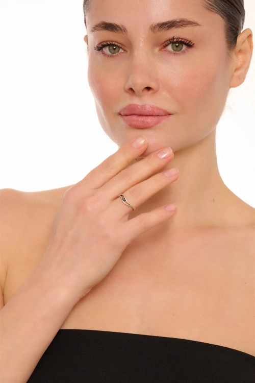 Kiraz Hematite Crystal Stoned Silver Plated Ring