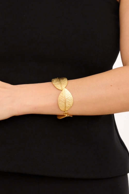 Kiraz Leaf Gold Plated Bracelet