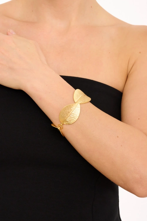 Kiraz Leaf Gold Plated Bracelet