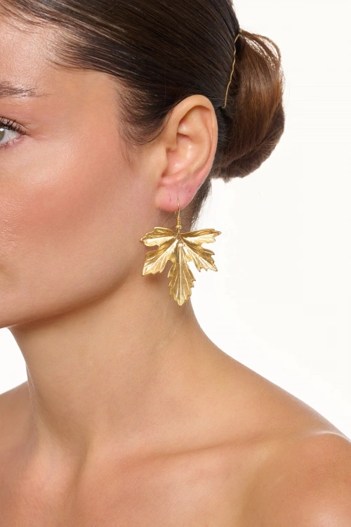 Kiraz Leaf Gold Plated Earring