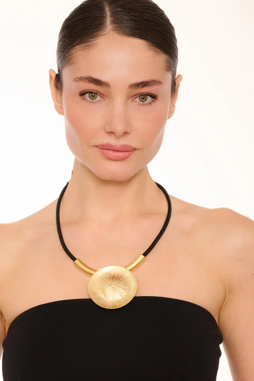 Kiraz Leather Gold Plated Necklace