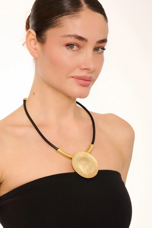 Kiraz Leather Gold Plated Necklace
