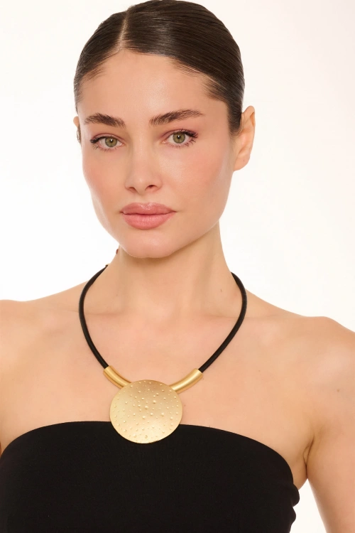 Kiraz Leather Gold Plated Necklace
