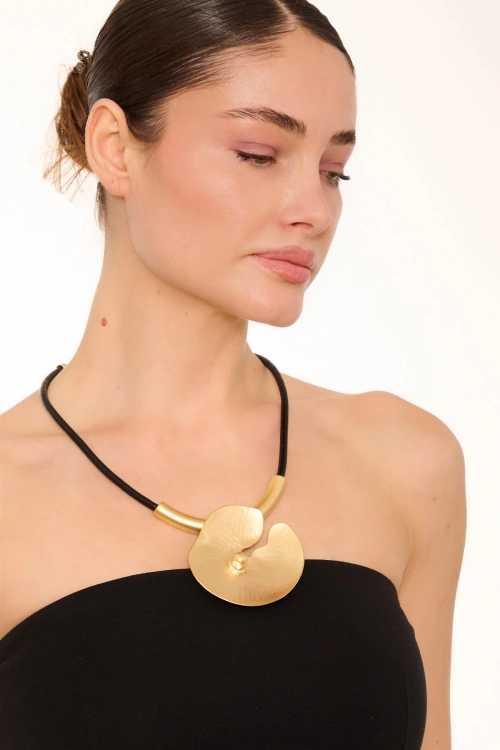 Kiraz Leather Gold Plated Necklace