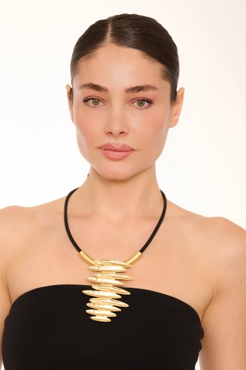 Kiraz Leather Gold Plated Necklace