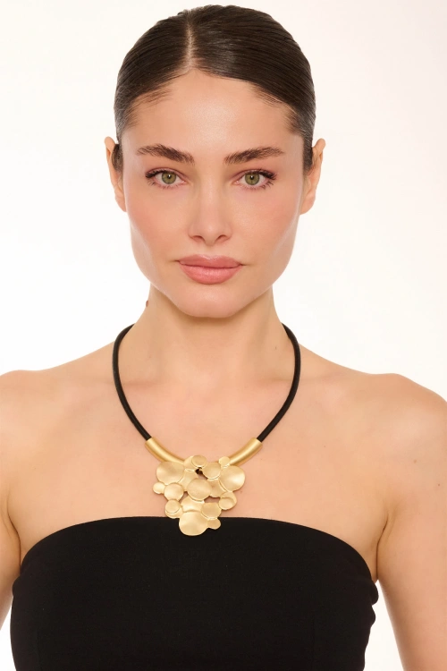 Kiraz Leather Gold Plated Necklace