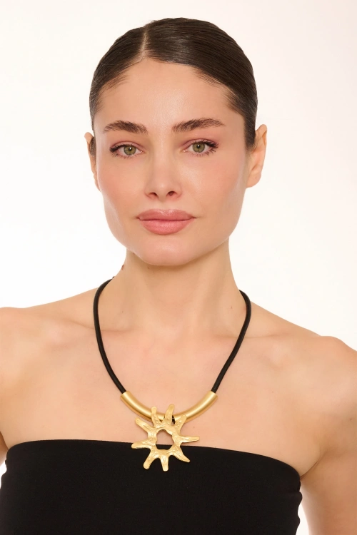 Kiraz Leather Gold Plated Necklace
