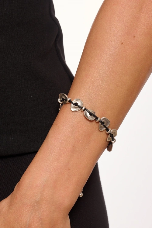 Kiraz Leather Silver Plated Bracelet