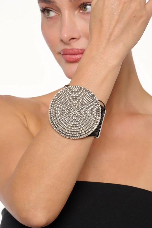 Kiraz Leather Silver Plated Bracelet